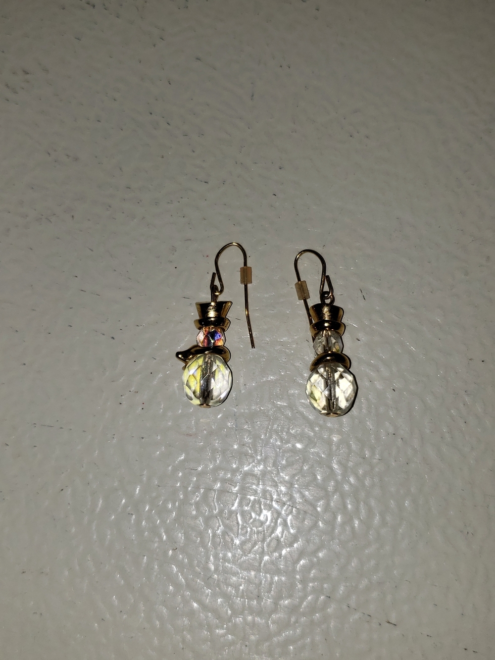 Gold-Tone Crystal Snowmen Drop Earrings - Clear/Yellow Accent